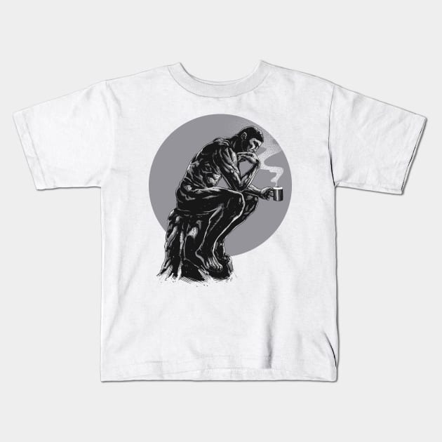 The thinker coffee Kids T-Shirt by barmalisiRTB